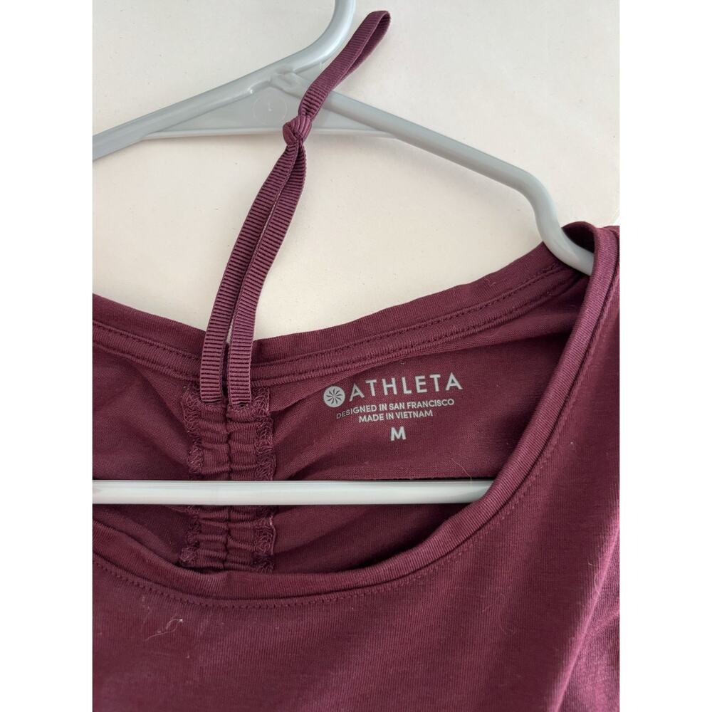 Marron Wine Athleta Open Back Ruched Encore Tee M - Picture 5 of 5
